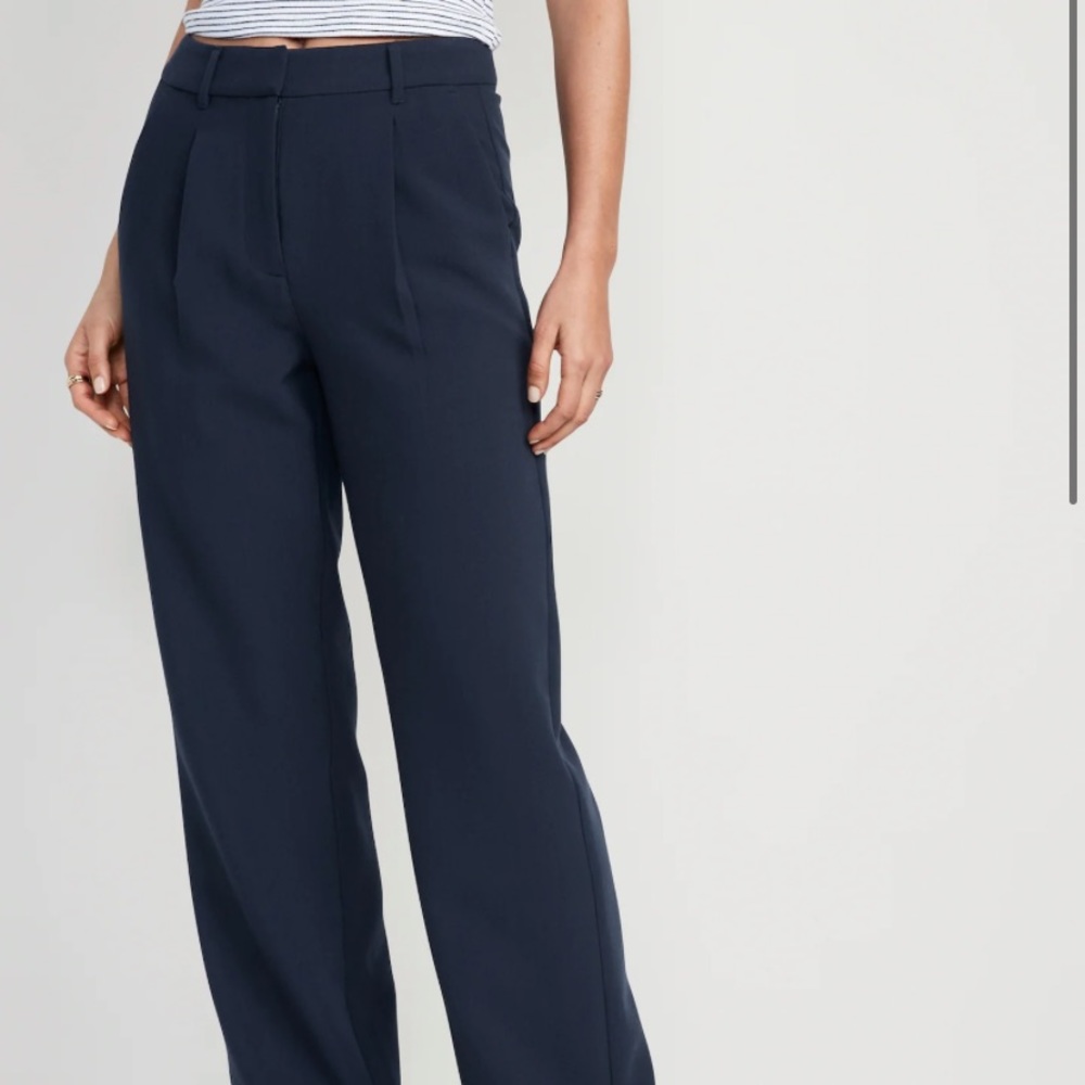 Extra High-Waisted Pleated Taylor Wide-Leg Trouser Suit Pants for Women